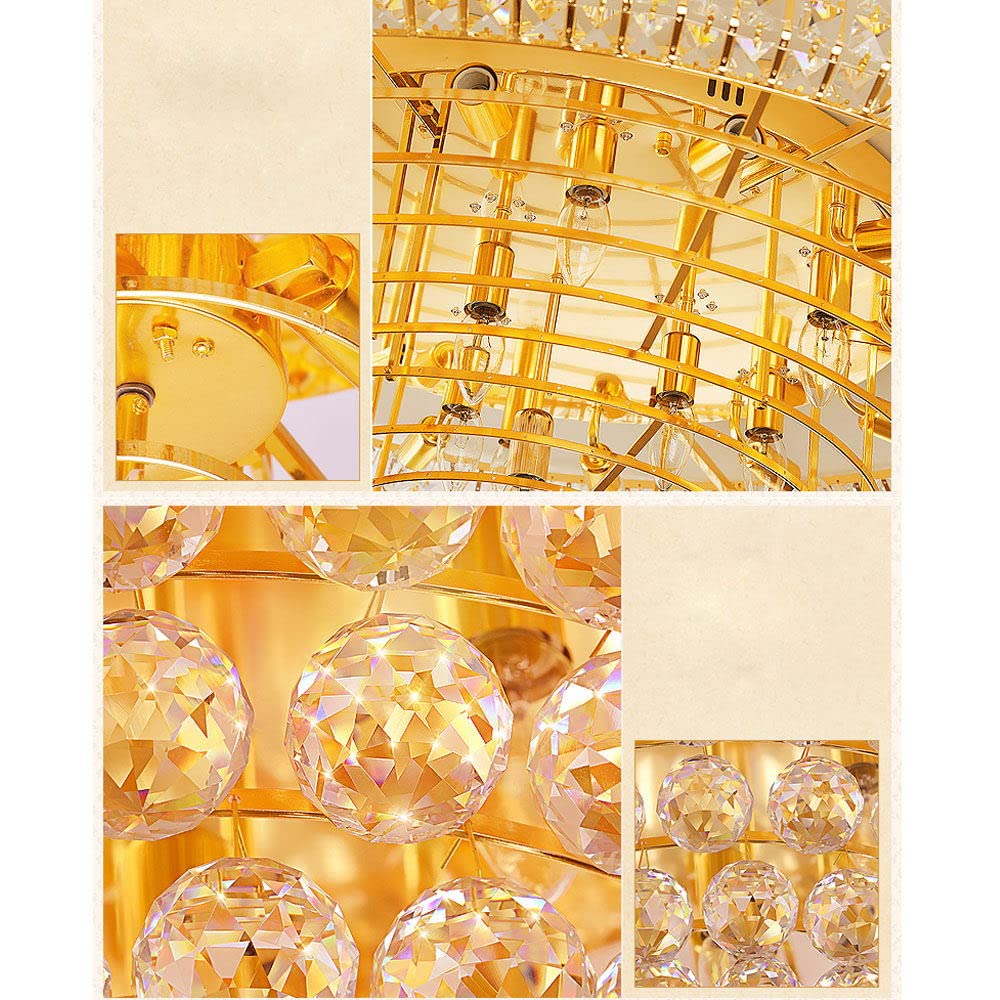 Crystal Chandelier 9-Lights Led Ceiling Lamp Dimmable Flush