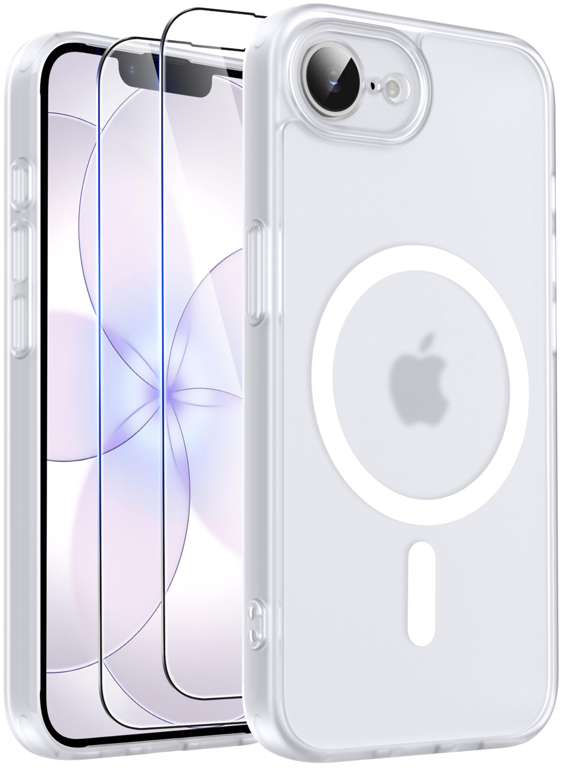 Qasyfanc Magnetic for iPhone 17e Case iPhone 16e Case with 2 Tempered Glass Screen Protector, Compatible with MagSafe, Full Camera Protection, [Anti-Yellowing] Shockproof Protection Phone Case, Clear — view 12