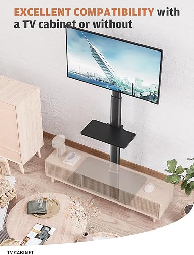 Miniatura 8 de Soporte universal para TV de suelo con soporte giratorio de 80 grados, altura ajustable y diseño de ahorro de espacio para la mayoría de LCD de 27 a