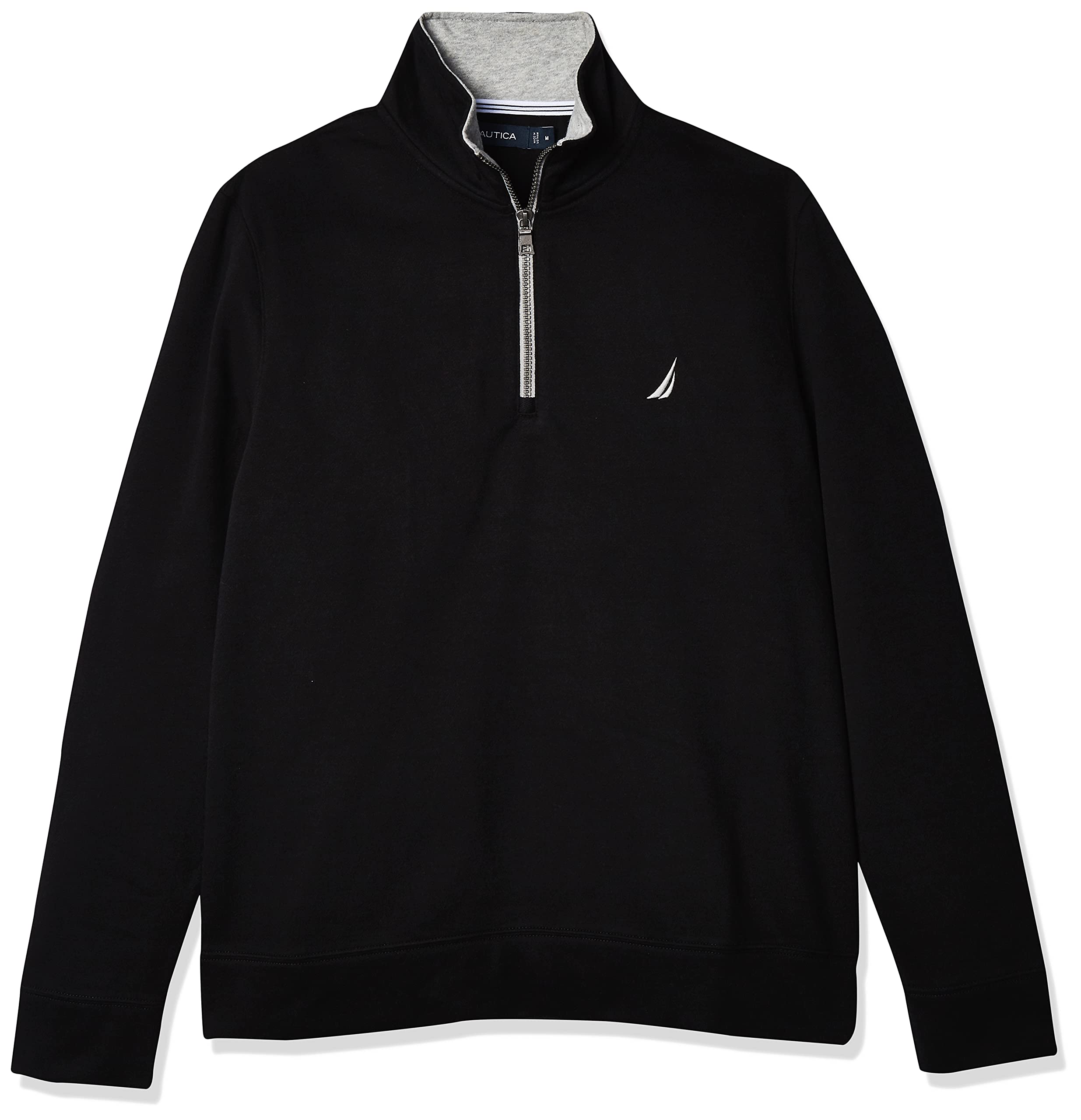 Nautica Men's Solid 1/4 Zip Fleece Sweatshirt, True Black, XL