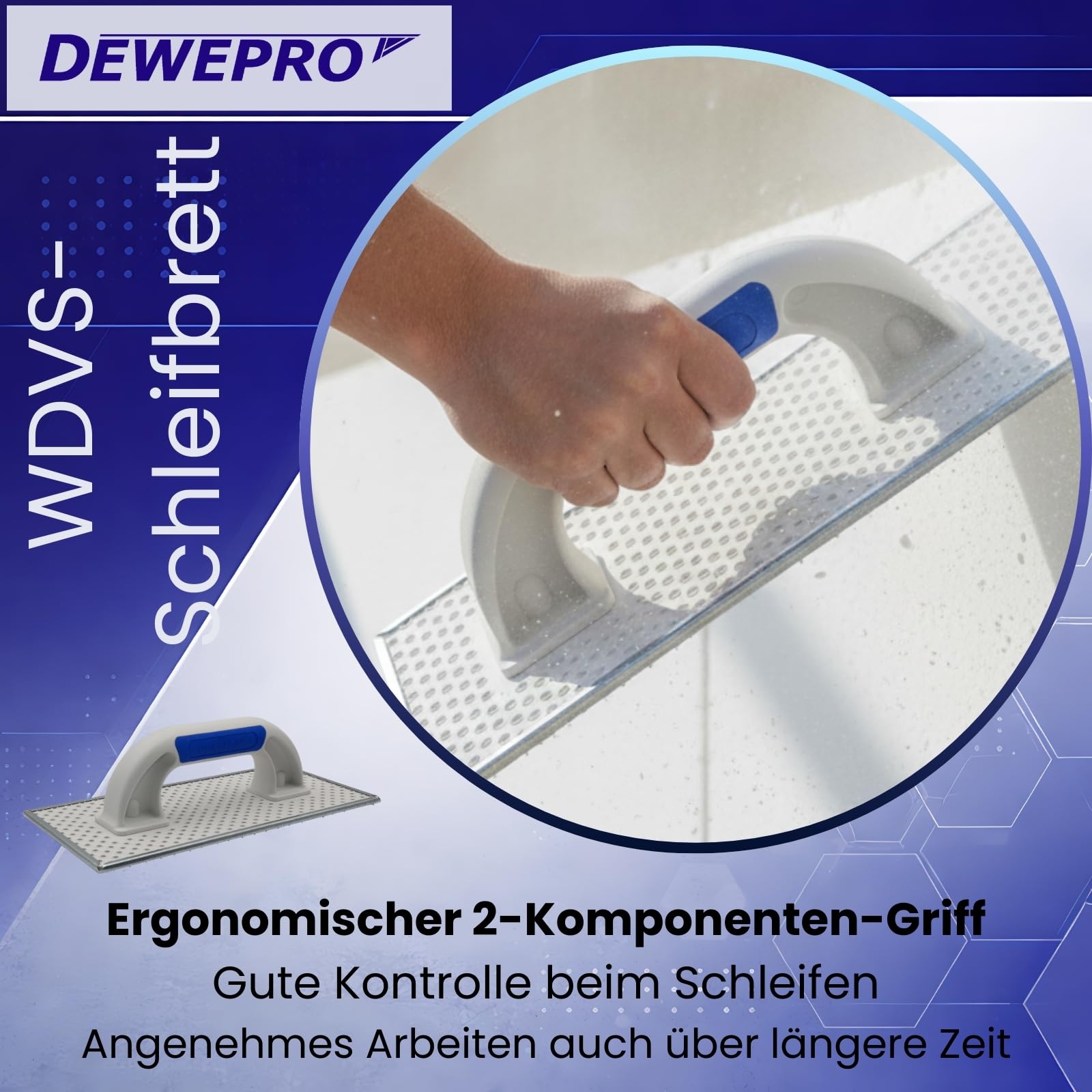 2er Set DEWEPRO® WDVS + Porenbeton Schleifbrett - Raspelbrett mit verzinktem Stahlblech-Raspelbelag - 380x160mm - Egalisierungsbrett - Handschleifer - WDVS-Schleifer