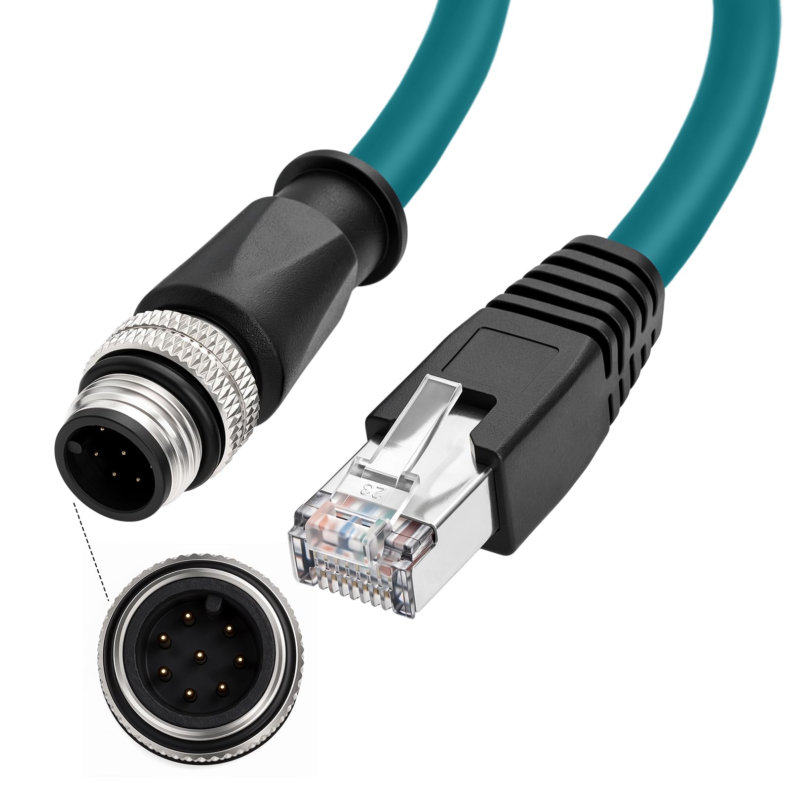 Cavo schermato Ethernet M12 8 poli A-Code RJ45 Ethernet Cat-6 per Cognex DMR200 500 ISM1400 (8 m)