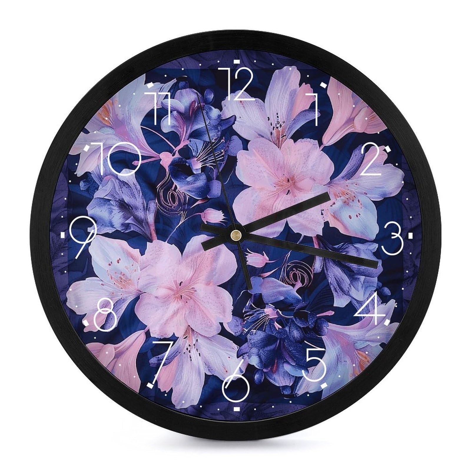 Horloge murale de qualité supérieure cadran imprimé fleurs de pêcher