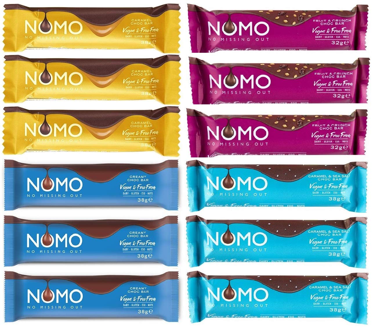 Nomo Vegan Chocolate Mixed Case 12 x Bars Selection, 38 grams