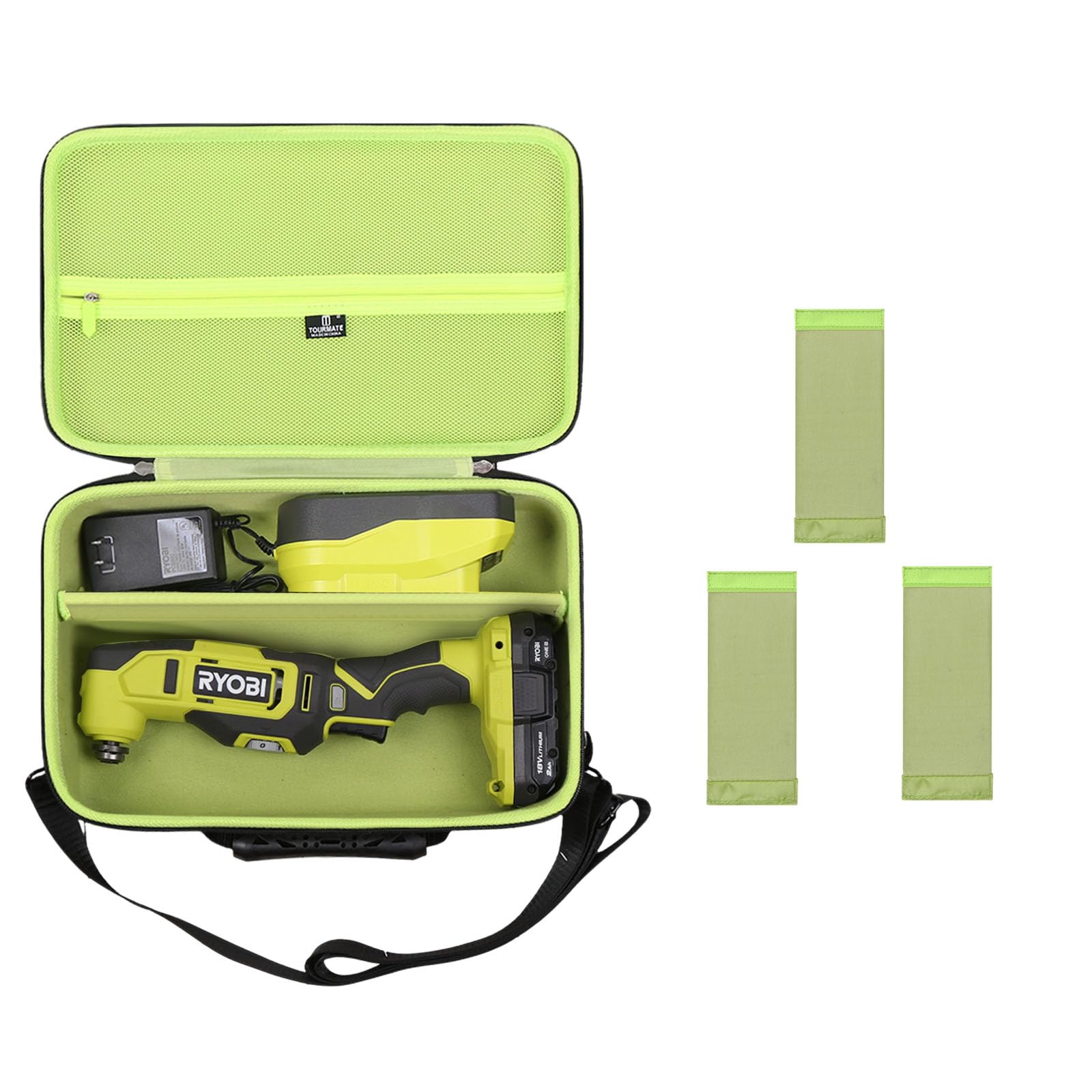 Tourmate Hard Storage Case for Ryobi 18V/PBLMT50B ONE+ HP 18-Volt Multi Tool - Travel Case for Milwaukee 2836-20/2526-20 M12 Multi-Tool(Box for Sale) (Black & Green, M)