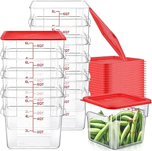 10 Sets 6 Qt Square Food Storage Containers with Lids Commercial Polycarbonate C