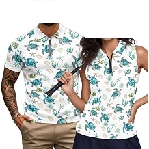 INSTANTARTS Couple Matching Outfit Mens Golf Shirts Quick-Dry 1/4 Zip Up Workout Tops and Womens Golf Sleeveless Shirt