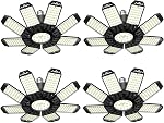 Lumière de garage - paquet de 4 260W 26000LM LED Feux de garage avec panneaux réglables 8+1 et Constant Drive, adapté pour E26/E27 Base, 6500K LED Lumières de magasin pour Entrepôt, Store, Salle de rangement