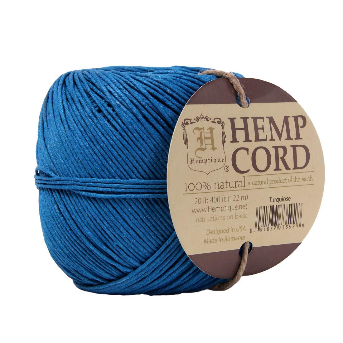 Hilo de cáñamo de 1mm Hemptique turquesa para evitar enredos al tejer joyas y macramé