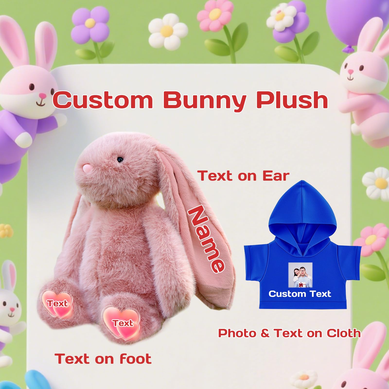 DRAJOIN Personalised Bunny Stuffed Animal - Image 2