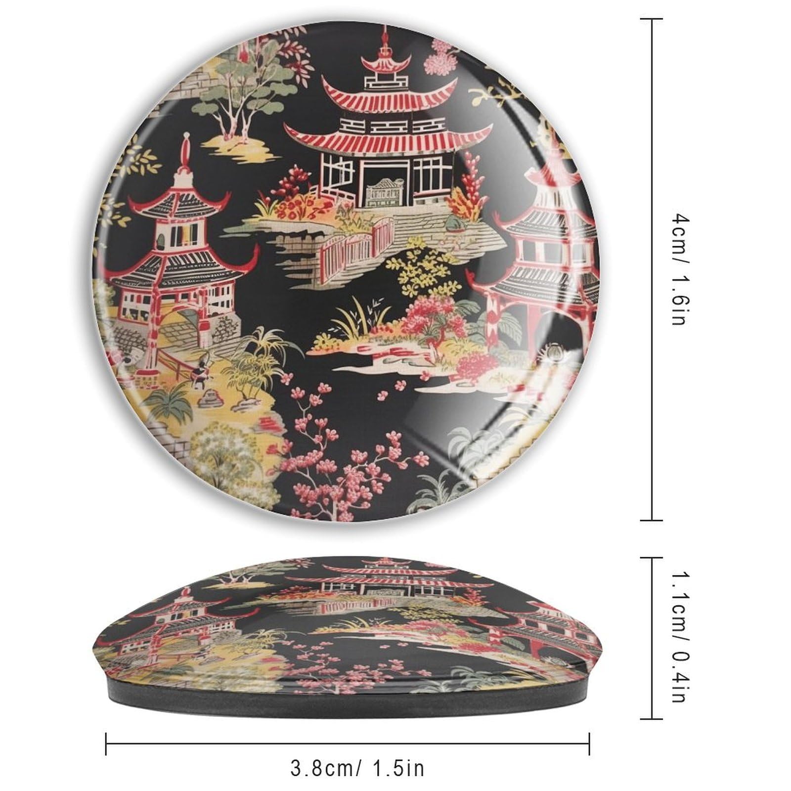 Chinoiserie Calamite da frigorifero a carbone di corallo, per lavagna, stile asiatico, in vetro, piccoli magneti bohémien, per lavagna, armadietti, lavagne, armadietti, 4 pezzi