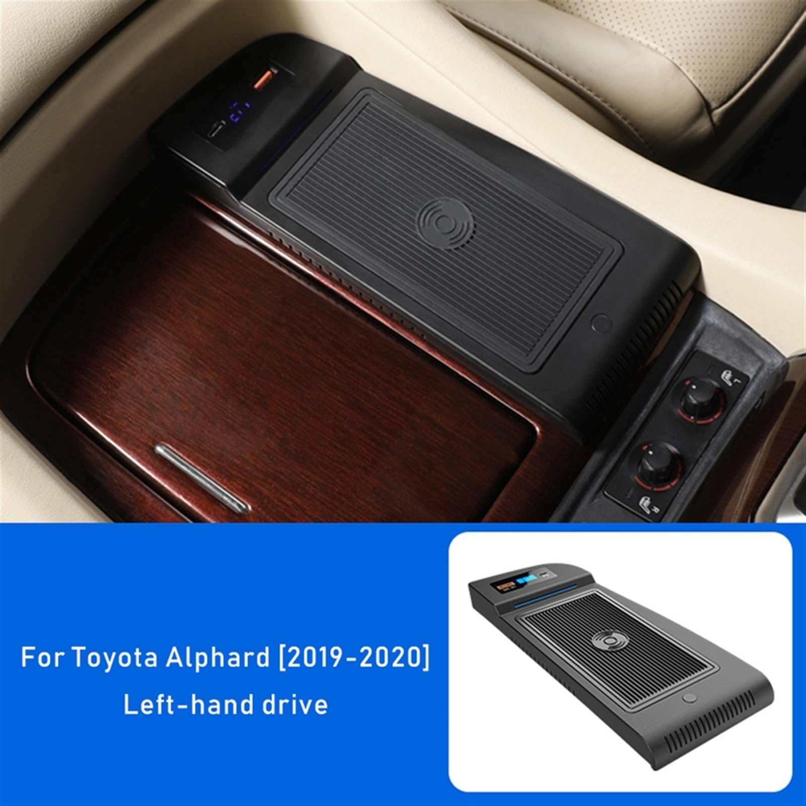 Ładowarka bezprzewodowa do samochodu Alphard 2019-2020 Akcesoria Wnętrze Specjalna płytka ładowania telefonu komórkowego Stylizacja