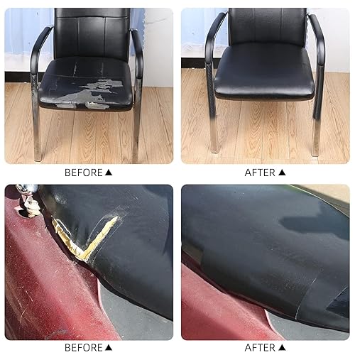 Miniatura 9 de MILEQEE Parche de reparación de cuero, 2 x 197 pulgadas, cinta de cuero autoadhesivo con malla de tela, reparación de sofás, sofás, asientos de