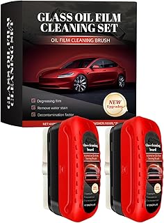 Automotive Oil Film Cleaning Brush for Auto Windows,Upgraded Clear Vision Glass Cleaner,Reusable Anti-Rain Fog Windshield Glass Oil Film Remover,Removes Glass Cleaning Board Improves Visibility,2PCS