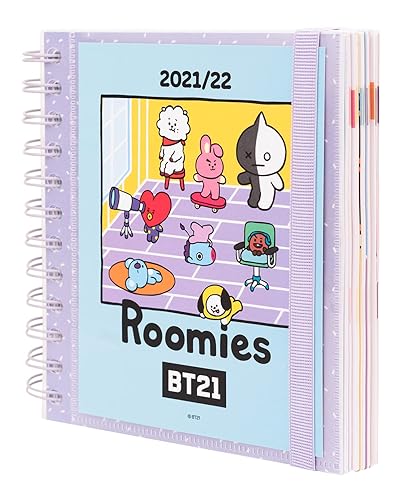 Grupo Erik - Agenda Scolaire 2021 2022 BT21 | Agenda Journalier d'Août à Juin - Agenda Spirale 14,5x16 cm | Idéal pour le Collège ou le Lycée, Fournitures Scolaires