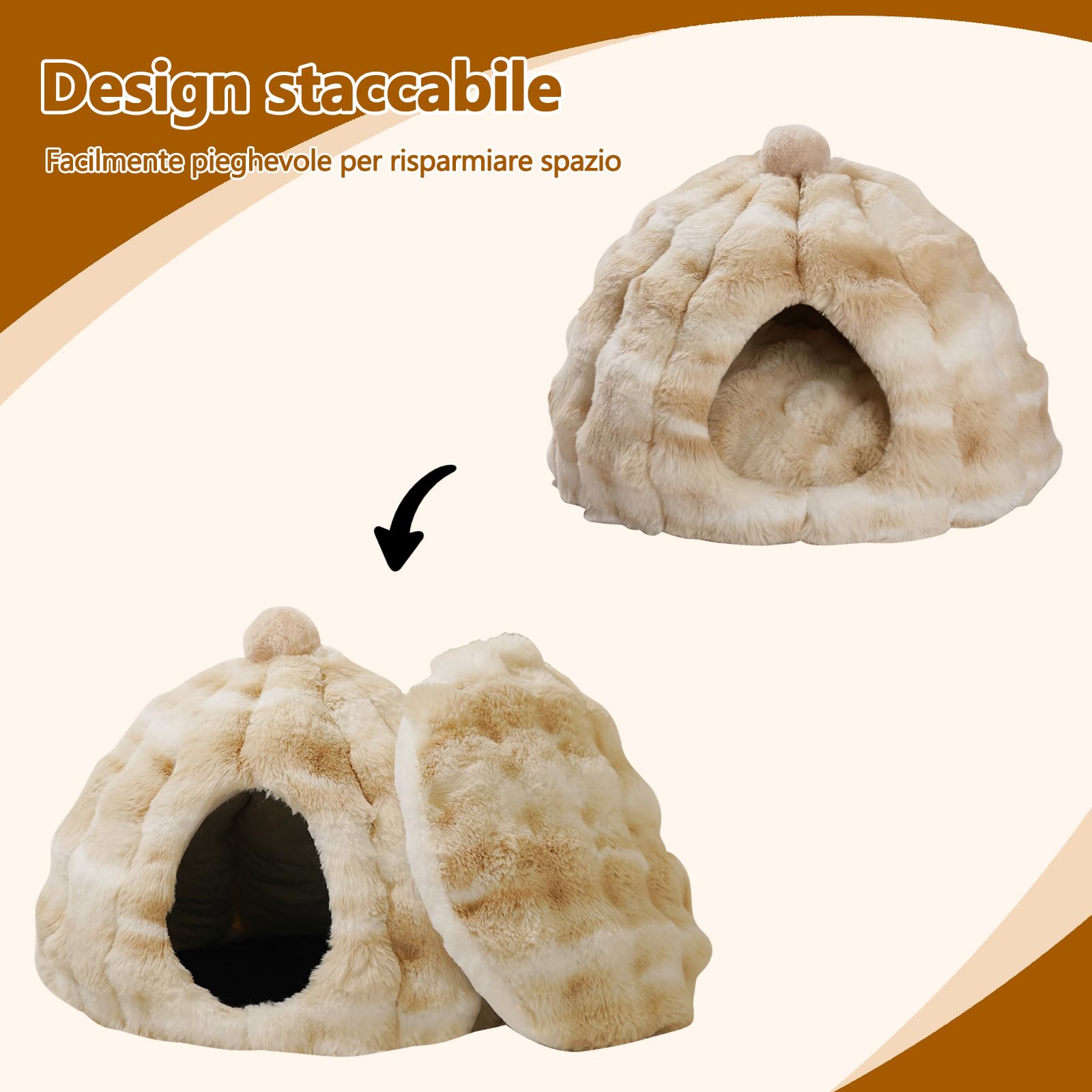 Galatée Letto Per Gatti, Cuccia Morbida e Calda, Cuccia Per Cani Con Cuscino Imbottito Rimovibile e Lavabile, Graziosa Tenda Per Animali Domestici, Nido Per Animali Domestici(XL, Grigio)