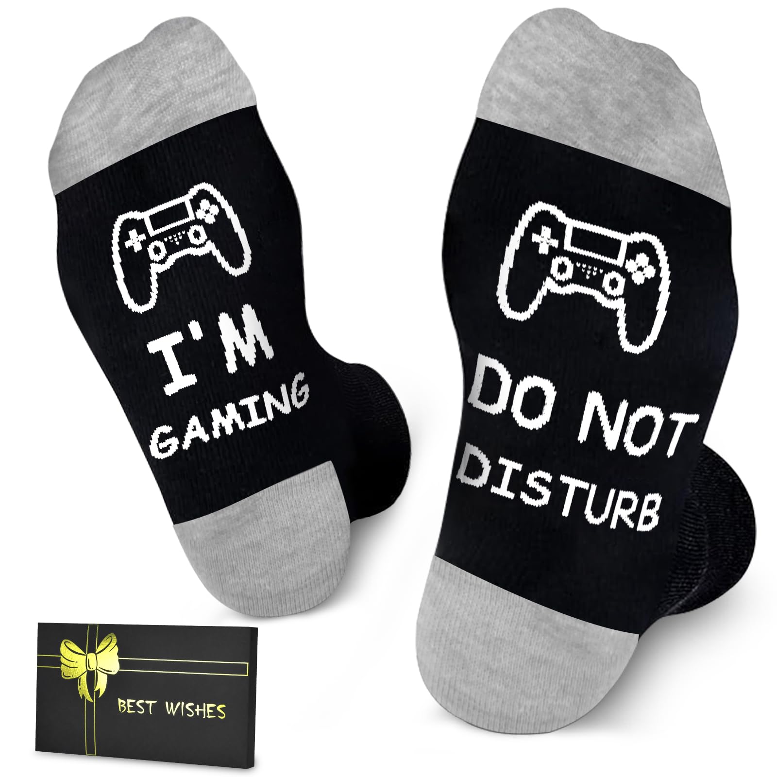 Dealswin Do Not Disturb I'm Gaming Socks, Gifts for Teen Boys, Christmas Gifts Ideas for Men,Dad,Son,Gamer Funny Game Socks, Grey, 6-12