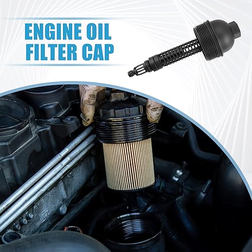 Miniatura 2 de Tapa de la cubierta del filtro de aceite del motor 11427789323 para BMW 335d 3.0L L6 Diesel 2009-2011 Plástico Negro