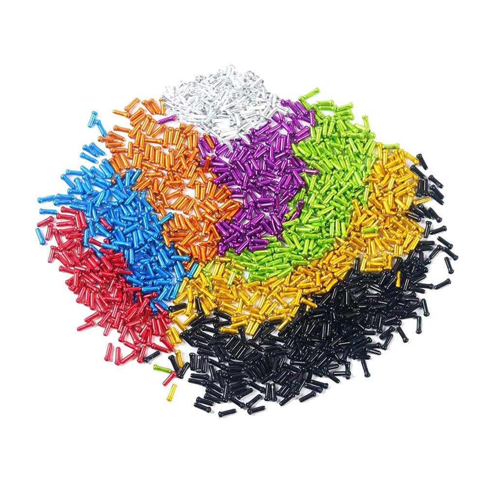 Huture 80PCs Alloy Bicycles Brake Cable Caps End Tips Shifter Crimp Ferrules Caps for Road Mountain Bikes, 10pcs Each Color of Red Black Gold Silver Green Blue Purple Orange