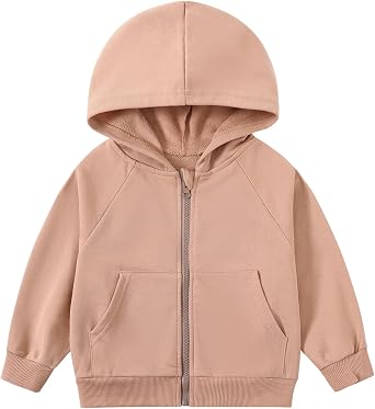 Unisex Kids French Terry Full-zip Hoodie Sweatshirt Boys Girls Casual Outfit Jacket 18M-8Y