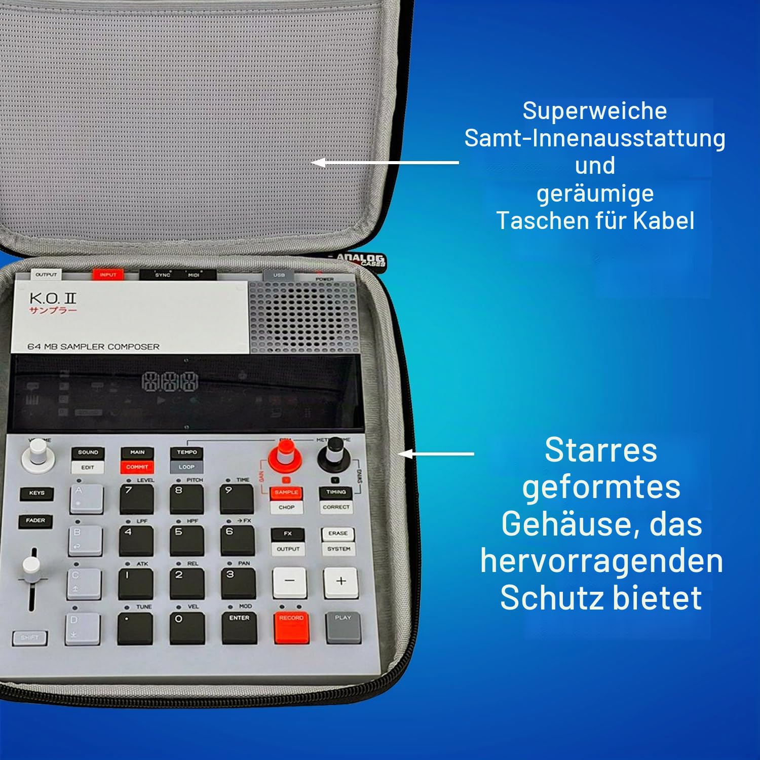 GLIDE Case für The Teenage Engineering EP–133 KO II, Schutzhülle (Hochwertiger Transportkoffer, EVA-Außenmaterial, elegante Optik, hochwertiger Reißverschluss, Abmessungen: 27 x 22 x 4 cm)