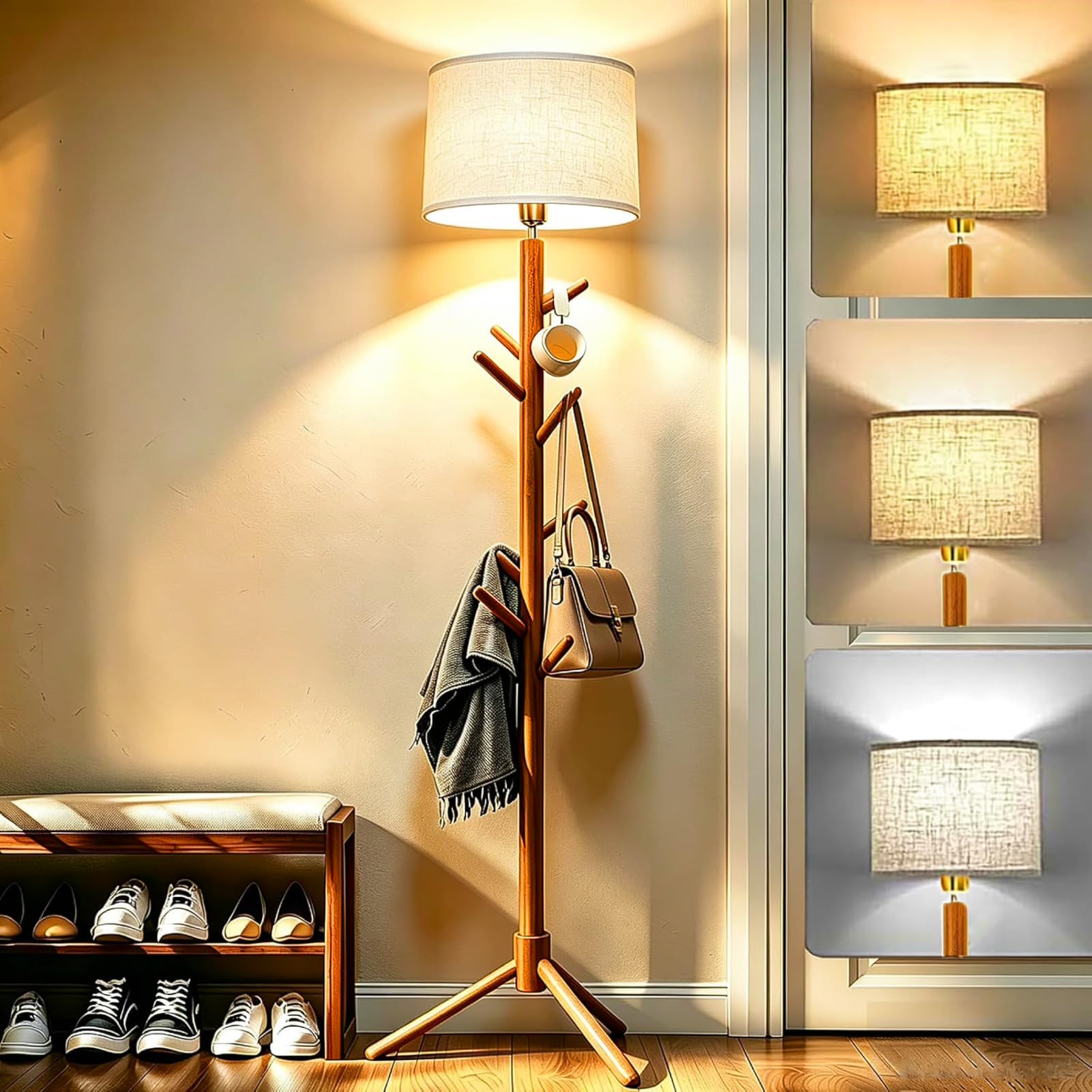View 1 of ****PARTS ONLY **** QIJNRHW Floor Lamp with Coat Rack, 78.8" Tall