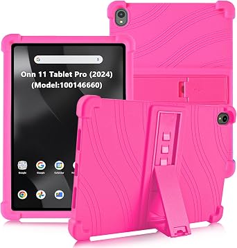 ATOOZ for Walmart Onn.11 Tablet Pro Case 2024 Model100146660,Silicone Kids Case for Onn 11 inch Tablet Pro Gen 4 with Stand Rose red