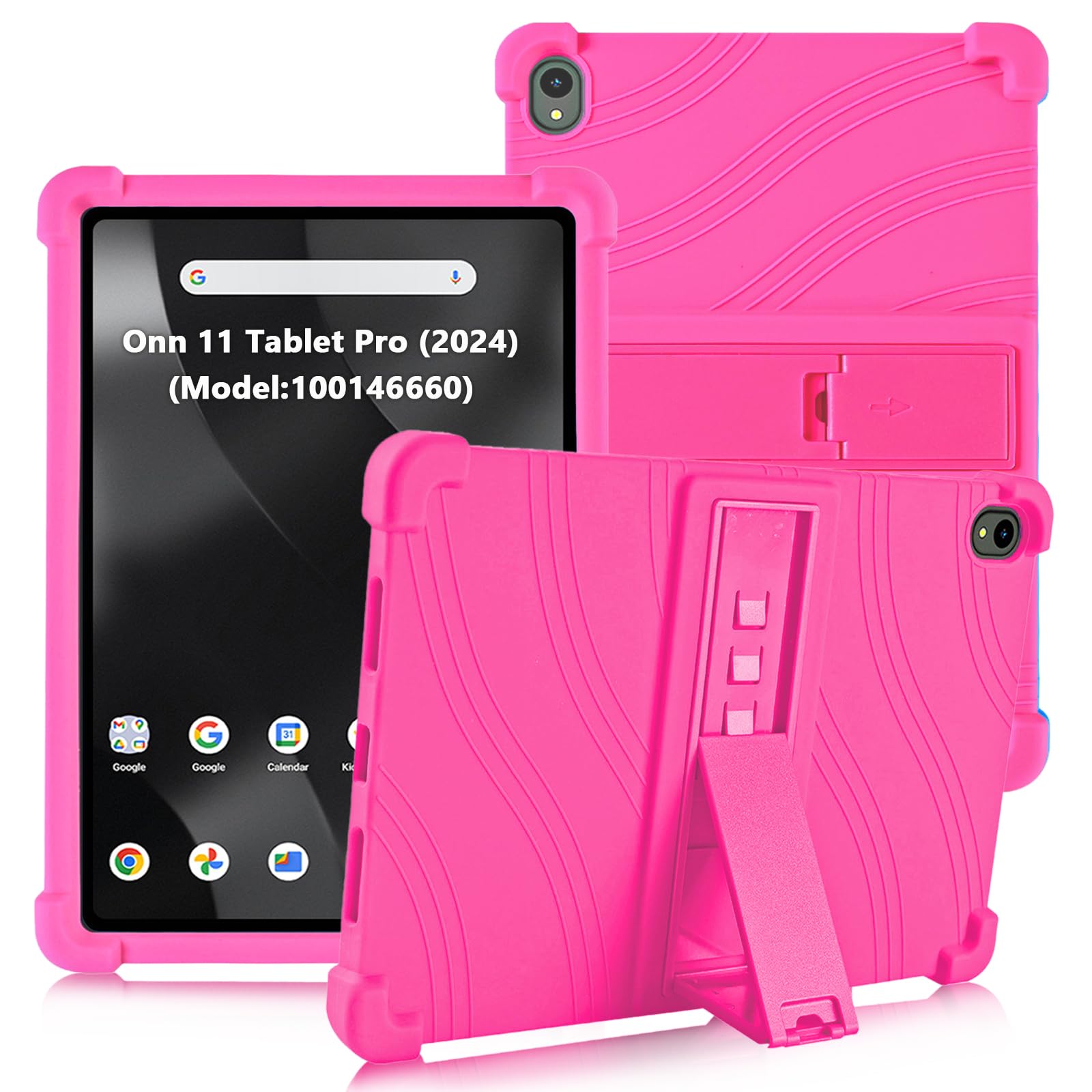 ATOOZ for Walmart Onn.11 Tablet Pro Case 2024 (Model:100146660),Silicone Kids Case for Onn 11 inch Tablet Pro Gen 4 with Stand (Rose red)