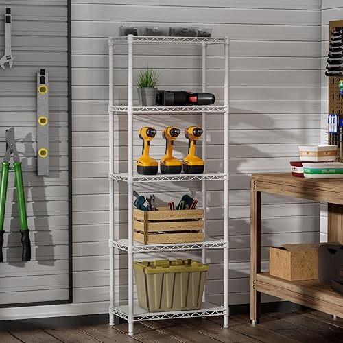 Miniatura 9 de SINGAYE 5 estantes pequeños de alambre para cocina, despensa, para cerrar el hogar, organizador y almacenamiento, estante de baño, organización de