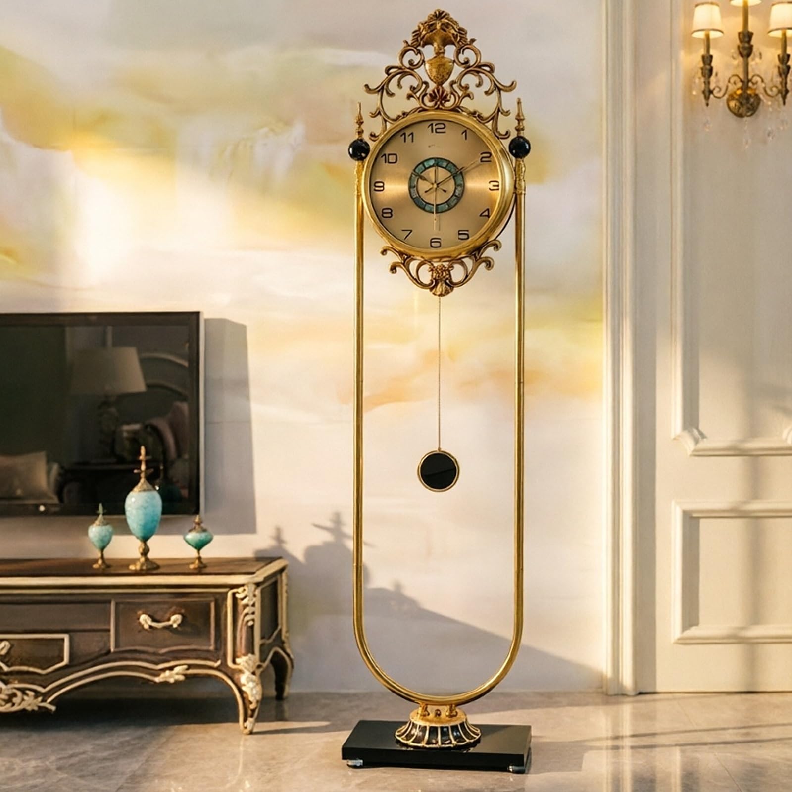 Standuhr Vintage metalowy zegar podłogowy w stylu europejskim salon
