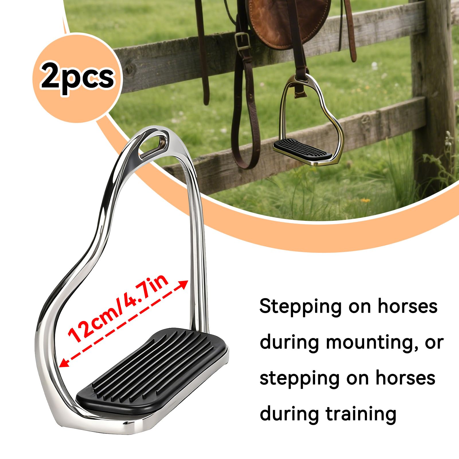 Étriers d'équitation, Protection d'équitation Anglaise en Acier Inoxydable, étriers de Cheval de Selle, soulagement de la Douleur au Genou et à la Cheville avec Coussinet en