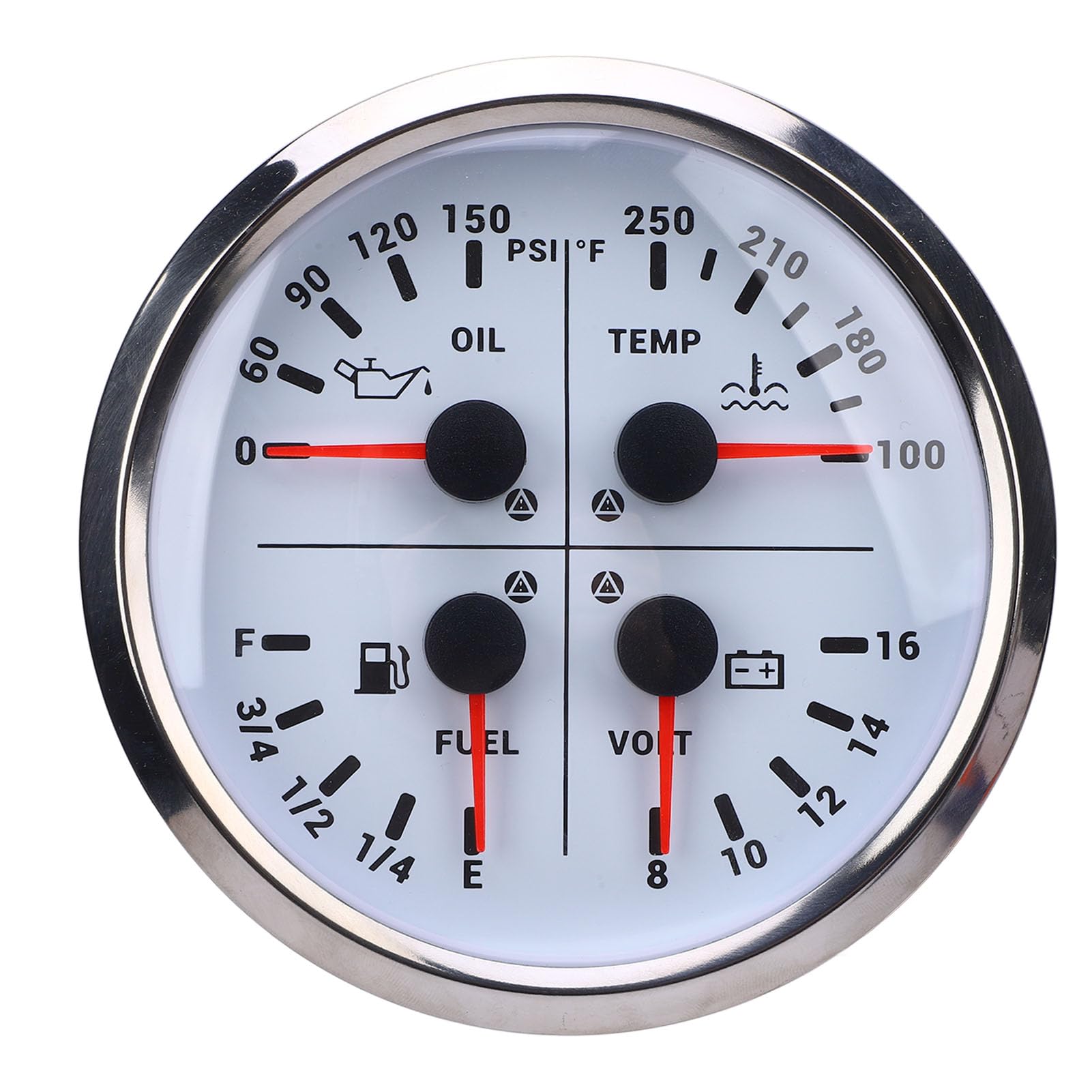 Jauge Multifonction 110 mm 4 en avec Affichage LED Pression d Huile Niveau de Carburant Temp rature d Eau 100 250 Voltm tre 8 16 V pour Camping Car Bateau Camion