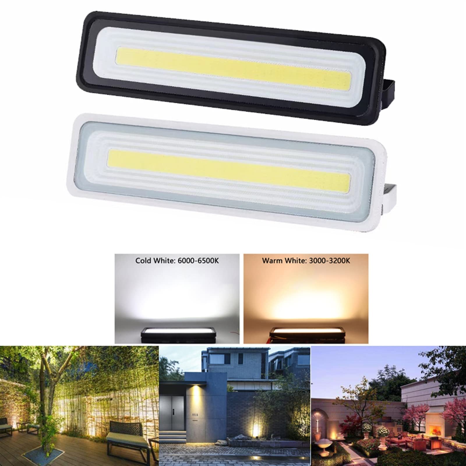 lampy solarne do użytku na zewnątrz, Reflektory Zewnętrzne projektory reflektorów Konstrukcja zewnętrzna Obudowa Brama garażowa Lampa świetlna(White Cold White B)