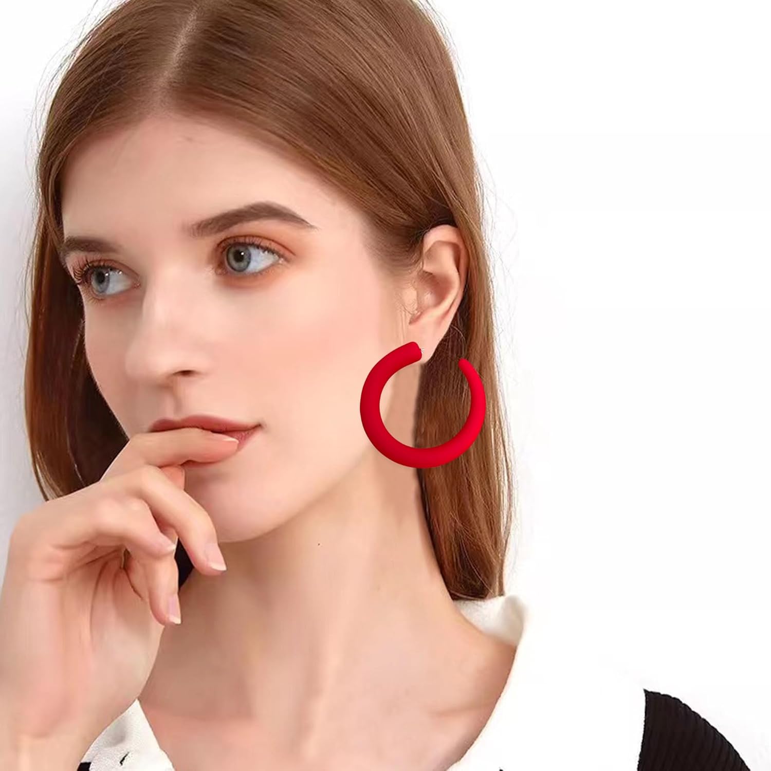 80 90s Retro Neon Thick C Hoop Earrings for Women Hypoallergenic Lightweight Candy Color Large Big Hoop Earrings - Image 2