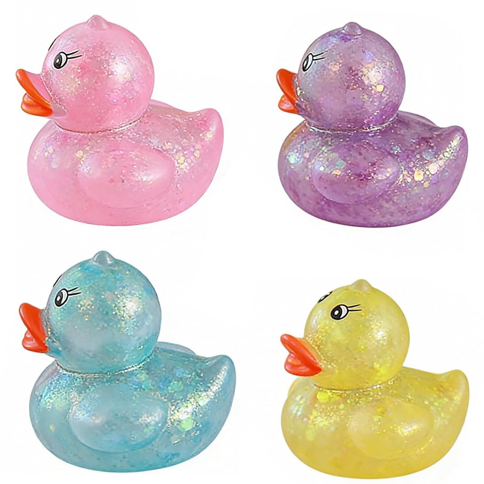 4 Pcs Stress Relief Toys, Duck Toys Squishes Bath Ducks Stress Toy Squishies Fidgets, Mini Stress Balls Set Sensory Squishy Toys Ducks Toys- Ideal Party Bag Filler, 5cm Long