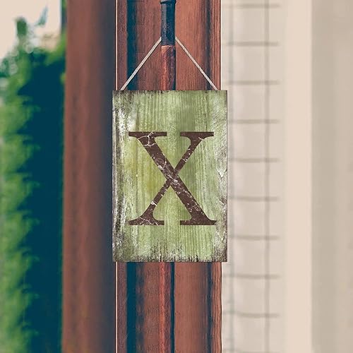 Vista 105 de Letrero colgante de madera con letra J, letrero de madera para decoración del hogar, 26 letras del alfabeto de metal, placa de madera, decoración