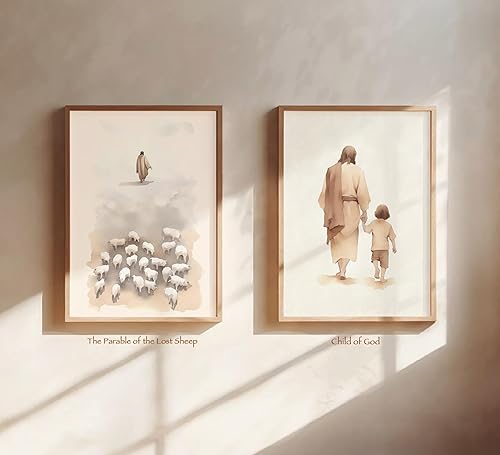 Vista 10 de Set of 4 Bible Story Wall Art, Christian Wall Art, Jesus Wall Decor, Christian Wall Decor, Scripture Wall Art, Christian Gifts for Women