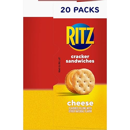 Vista 34 de RITZ Galletas tipo sándwich de queso, 20 paquetes de bocadillos (6 galletas por paquete)