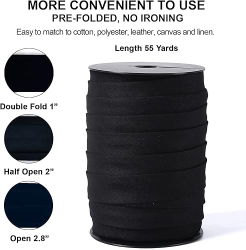 Miniatura 69 de Cinta al bies de doble pliegue de 1 pulgada, cinta de encuadernación bies de doble pliegue de 55 yardas (marrón) y 4 tizas de tela de costura
