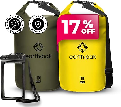 Earth Pak Bolsa seca impermeable  Mochila impermeable enrollable que mantiene el equipo seco para kayak, playa, rafting, canotaje, senderismo,