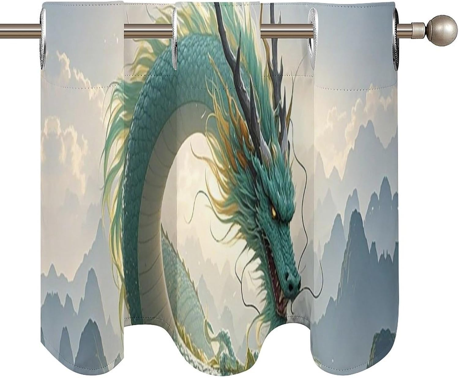 Qinglong Valance for Windows, 2 Pack Kitchen Curtains Modern Home Decor, Soft Blackout Window Curtains for Living Room & Bedroom, 18 X 52 Inch