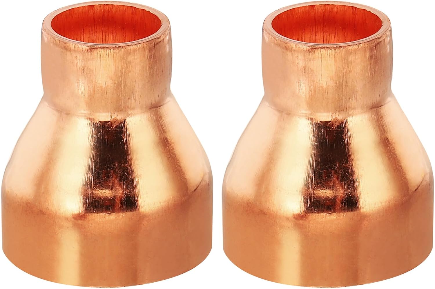 PATIKIL 1 1/8" to 1" ID Copper Reducer, 4pcs 99.9% Pure Copper Reducing Coupling Pressure Fitting Pipe Tube Connector Adapter with Sweat Solder Connection for HVAC Refrigeration System