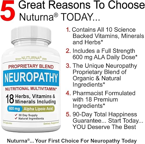 Miniatura 3 de Suplemento de soporte para neuropatía  Soporte para nervios con dosis diaria de ácido alfa lipoico de 600 mg  Neuropatía periférica  Pies manos