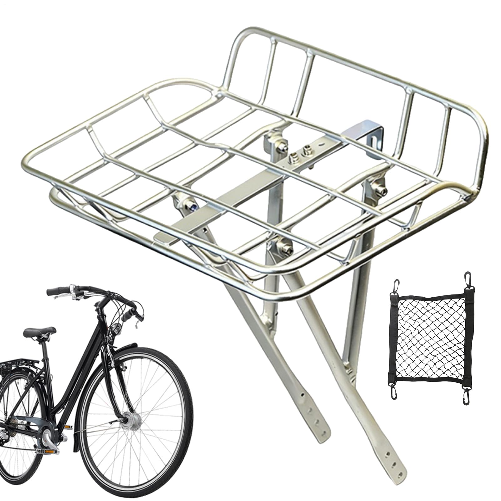 Kinder-Fahrradkorb, Metall, großes Fassungsvermögen, mit Schraubennetz, Fahrradkorb vorne – für Straße, Mountainbike, Pendeln, Ladung, Einkaufstasche, Basketball, Fußball, Outdoor