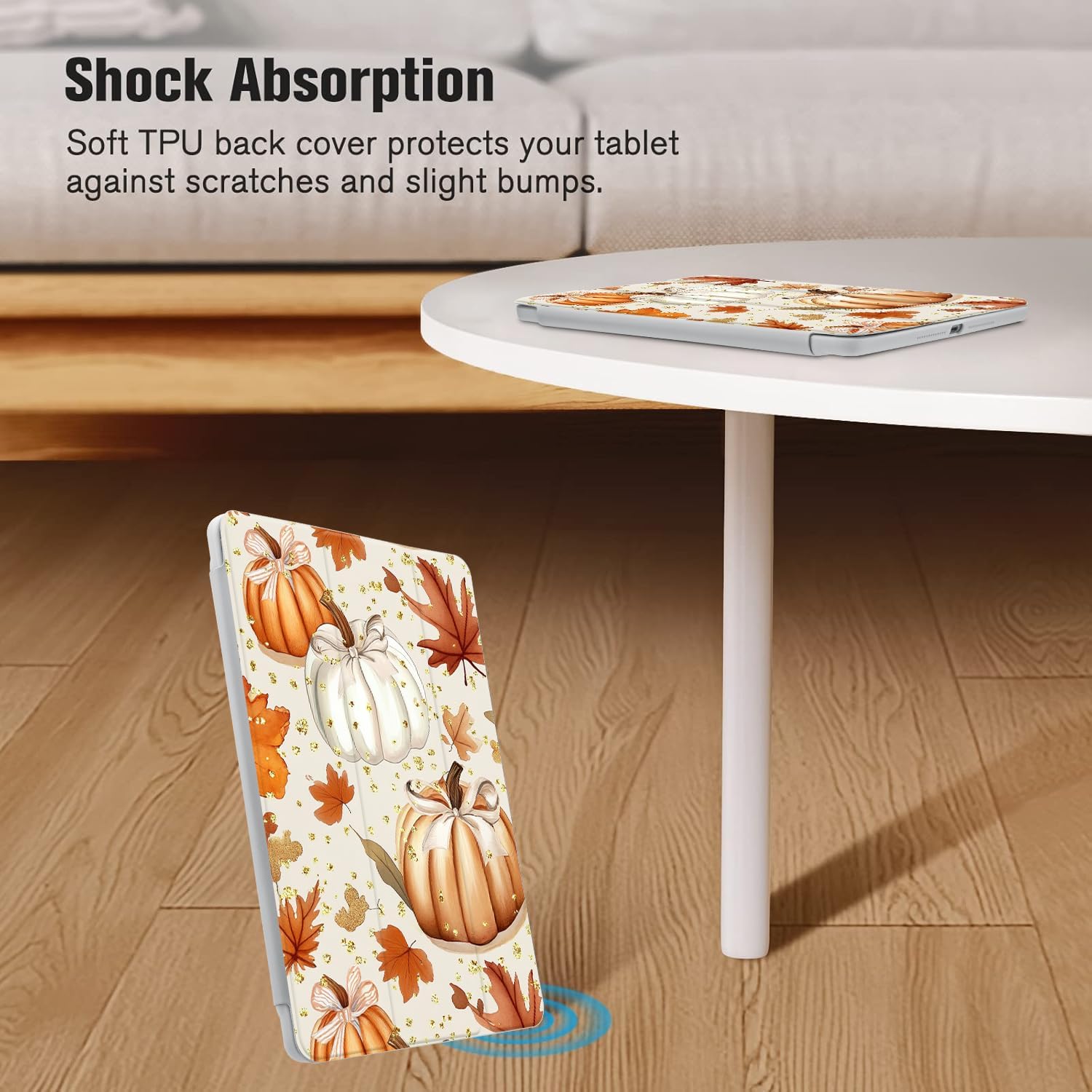 Pumpkin Thanksgiving Case for 10.9 Inch Ipad 10Th Cover Aesthetic Fall Leaves Shell with Clear Transparent Back Auto Sleep/Wake Shockproof with Pencil Holder(Retro Girl)