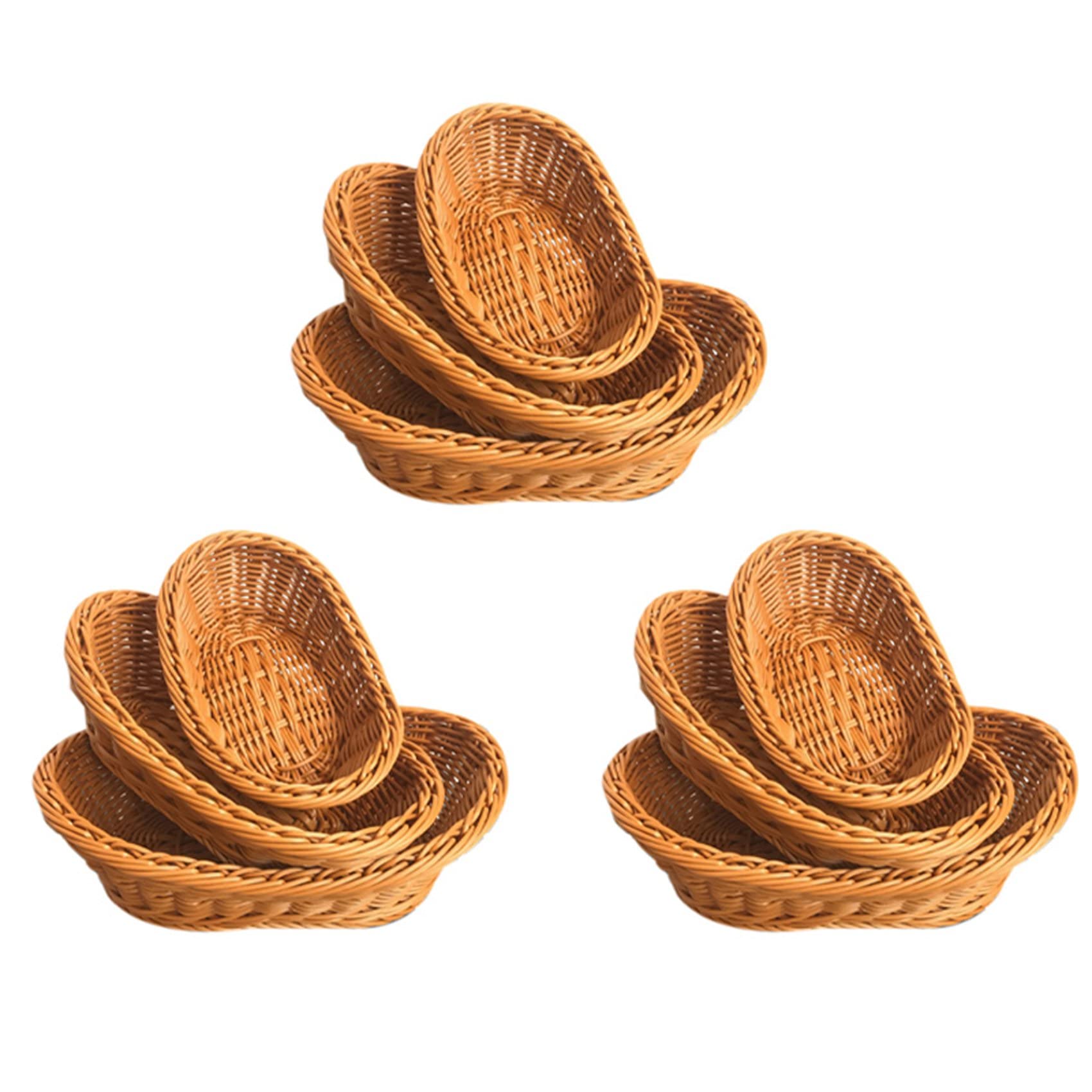 Hndhbfgrt Wicker Woven Bread Basket Serving Basket Set of 9,Storage Basket for Food Fruit Cosmetic Storage Table Top and Bathroom