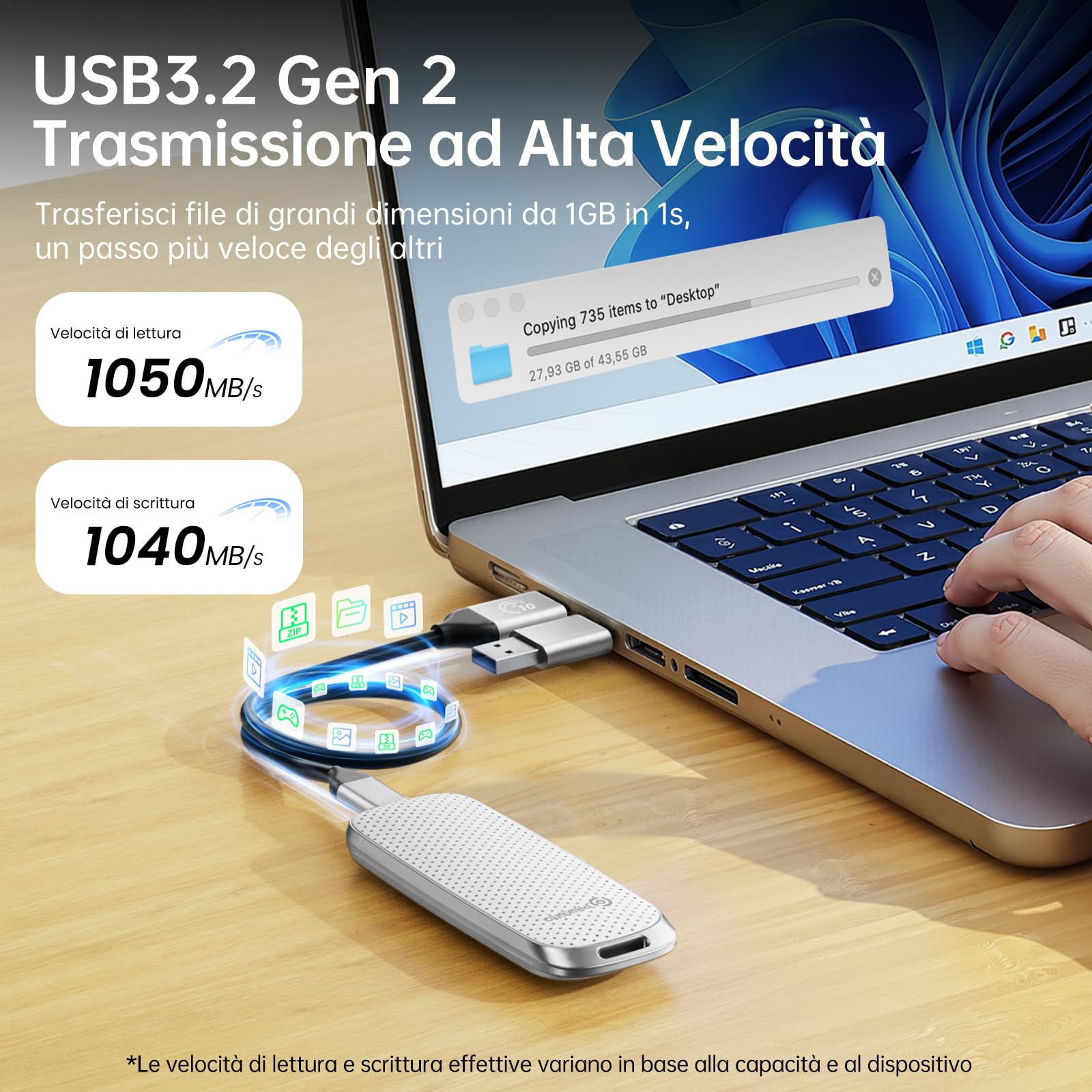 PHIXERO P10PRO SSD Portable - Speed Up Storage - Dettaglio