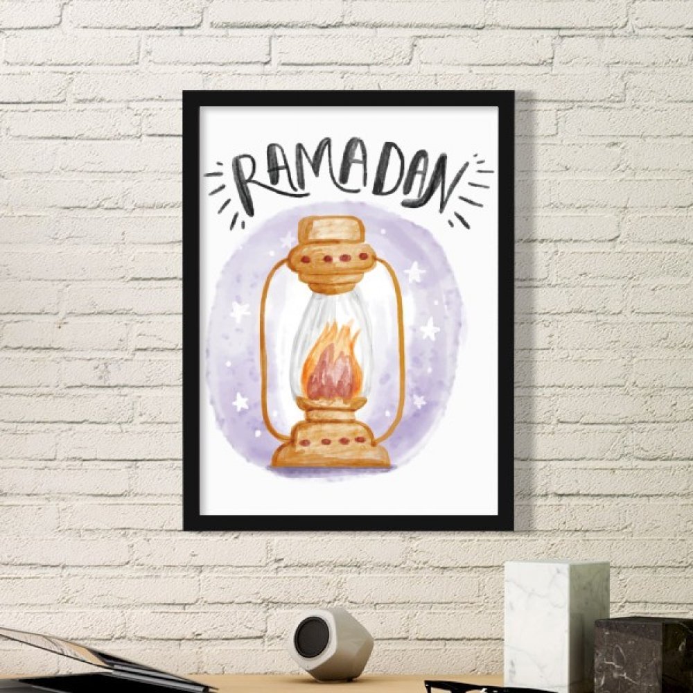 Cadre photo rectangle en bois pour une décoration de salon chaleureuse au motif lanterne