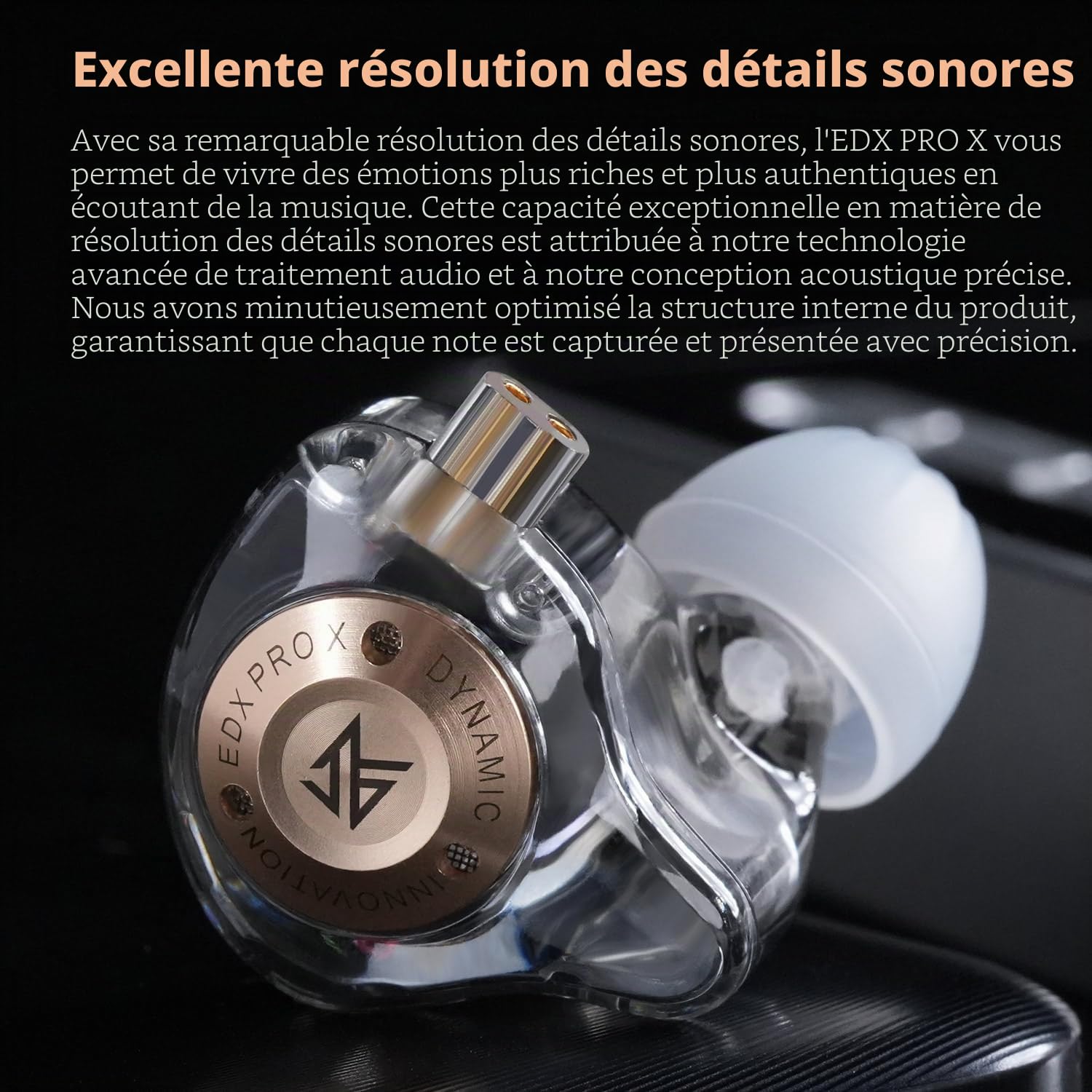 KZ EDX Pro X Écouteurs intra-auriculaires HiFi IEM, moniteur de basses profondes avec câble amovible, pour chanteurs DJ audiophiles