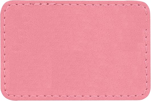 Rectangle Laserable Leatherette Patch with Adhesive, Blank Hat Patches, Glowforge Laser Supplies, Faux Leather, 10 Pack, Pink